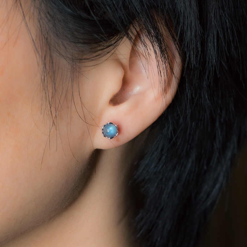 Karma Stone 925 Sterling Silver Moonstone Positive Earrings