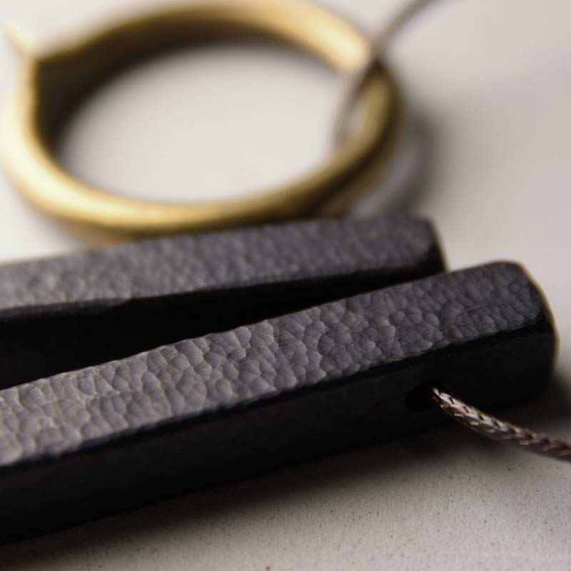 Karma Stone Zen Circle Ebony Wood Enlightenment Necklace Pendant