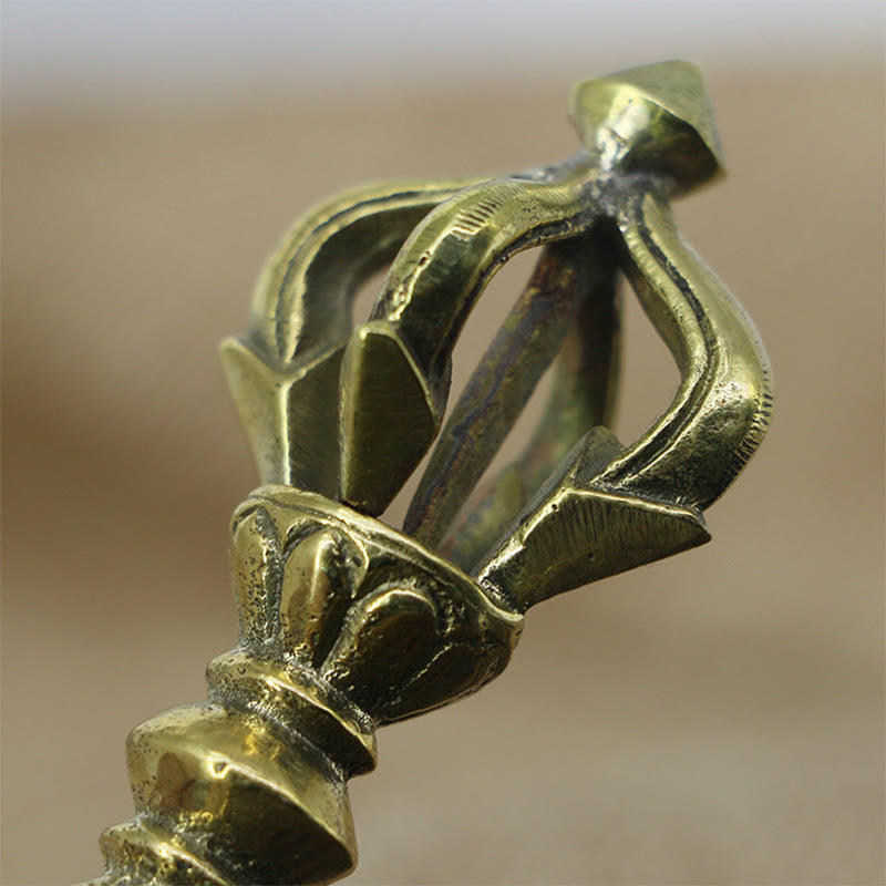 Karma Stone Handcrafted Nepal Small Five Prong Vajra Dorje Strength Copper Decoration