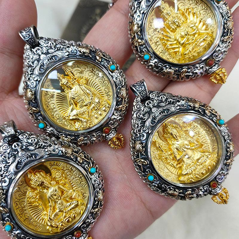 Karma Stone Chinese Zodiac Natal Buddha Thangka Nine Palaces Eight Diagrams Wealth Rotatable Necklace Pendant