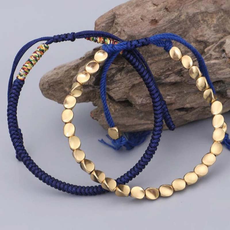 Karma Stone 3-Piece Tibetan Copper Bead Healing and Protection Bracelets Set