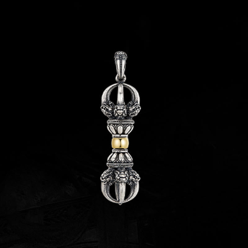 Karma Stone Tibetan Dorje Vajra Design Wealth Necklace Pendant