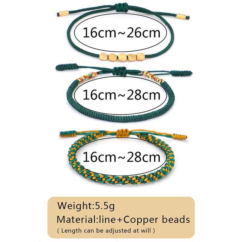 Karma Stone 3-Piece Tibetan Copper Bead Healing and Protection Bracelets Set