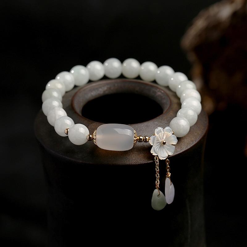 Karma Stone Natural White Jade Luck Bracelet