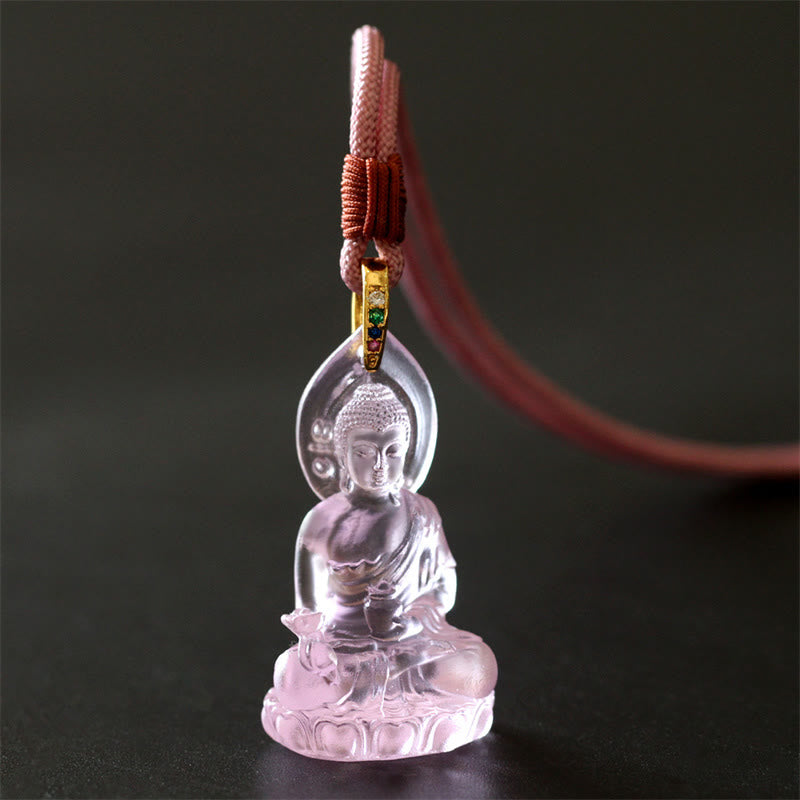Karma Stone Blue Tathagata Buddha Medicine Buddha Liuli Crystal Serenity Amulet Necklace Pendant