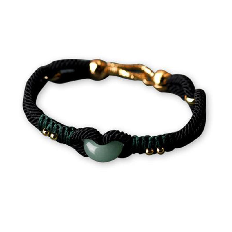 Karma Stone Tibetan Jade Lucky Black Rope Couple Bracelet