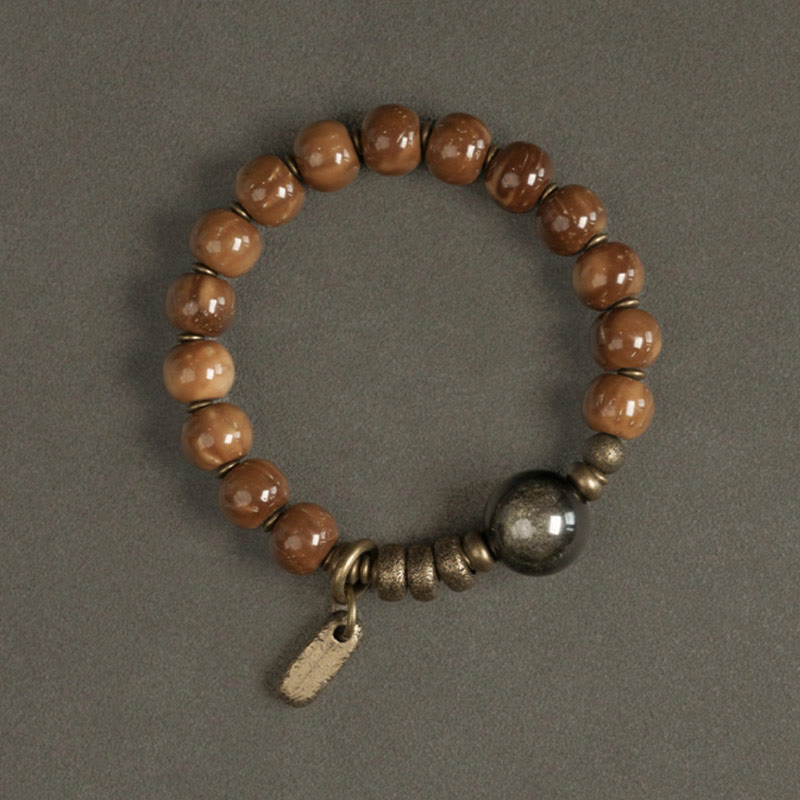 Karma Stone Kuka Seed Tiger Eye Gold Sheen Obsidian Copper Wealth Luck Bracelet