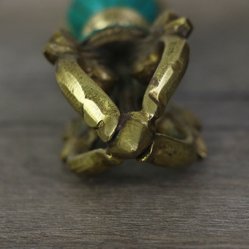 Karma Stone Tibetan Five Prong Vajra Dorje Handcrafted Nepal Spiritual Power Copper Decoration