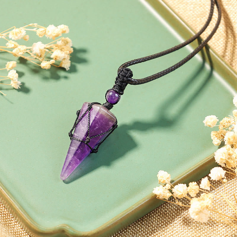 Karma Stone Natural Stone Pointed Pendant Necklace