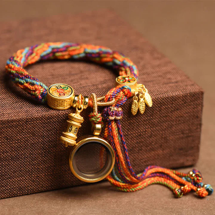 Karma Stone Tibetan Om Mani Padme Hum Dreamcatcher Luck Colorful Reincarnation Knot String Bracelet