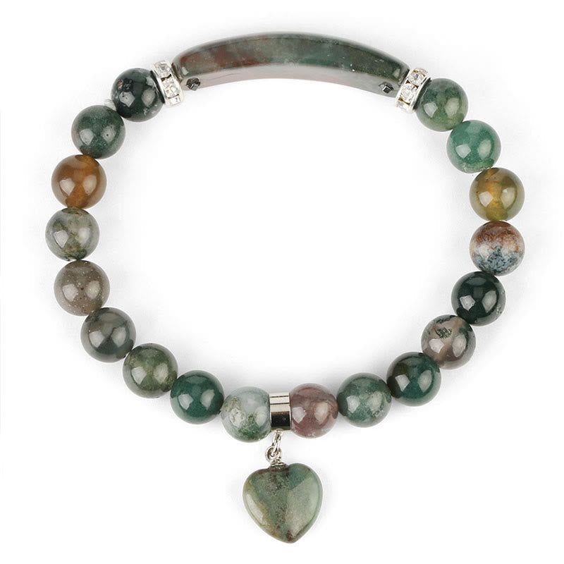 Karma Stone Natural Quartz Love Heart Healing Beads Bracelet