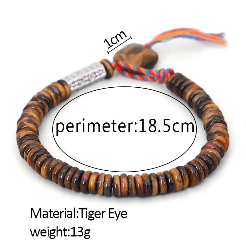 Karma Stone Tibetan Tiger Eye Om Mani Padme Hum Protection Power Bracelet