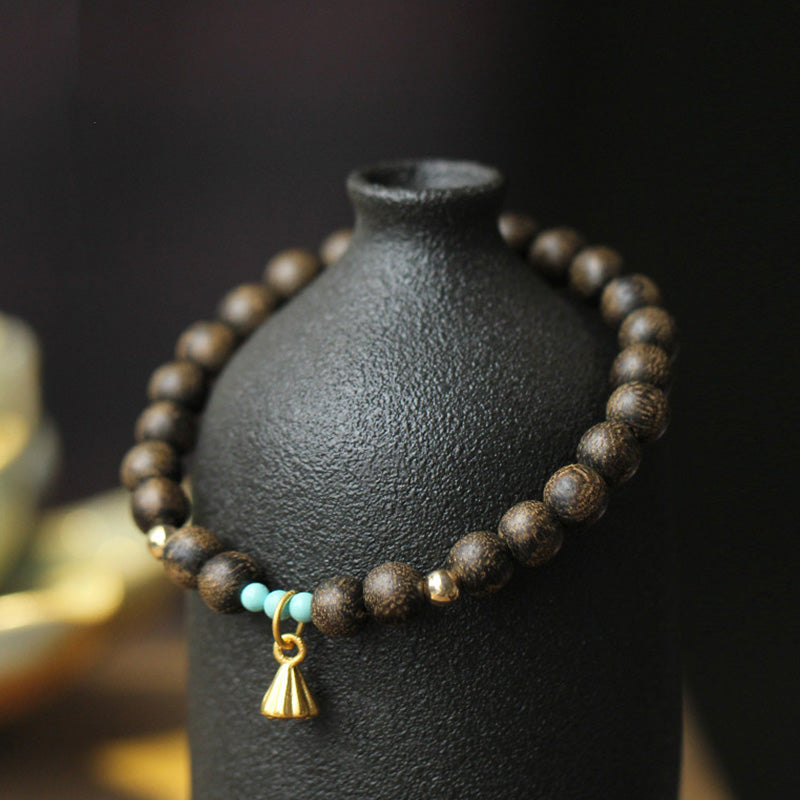 Karma Stone Agarwood Lotus Strength Wooden Bead Bracelet