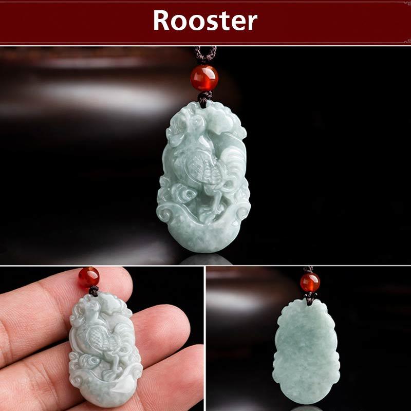 Karma Stone Natural Jade 12 Chinese Zodiac Sucess Pendant Necklace