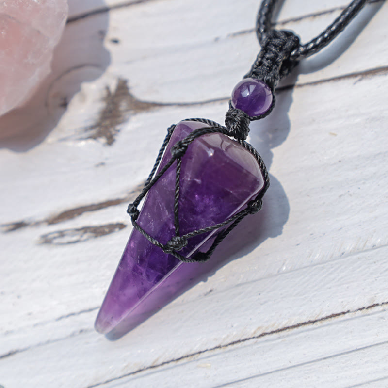 Karma Stone Natural Stone Pointed Pendant Necklace