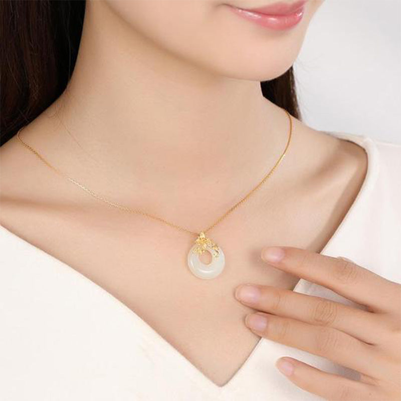 Karma Stone Tibetan White Jade Calm Necklace