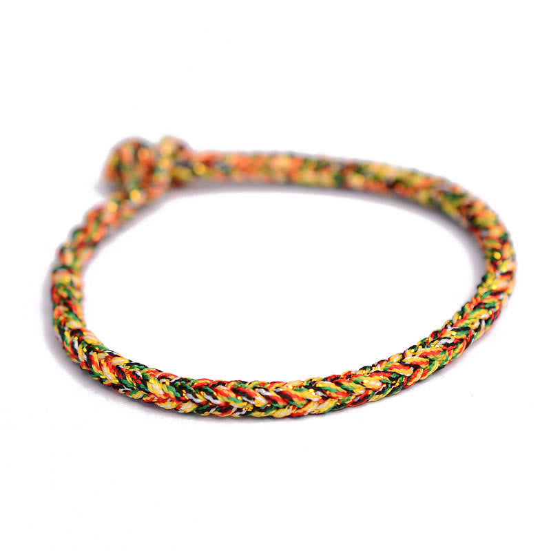 Karma Stone Tibetan handmade eight-thread peace knot protective woven Tibetan red string bracelet
