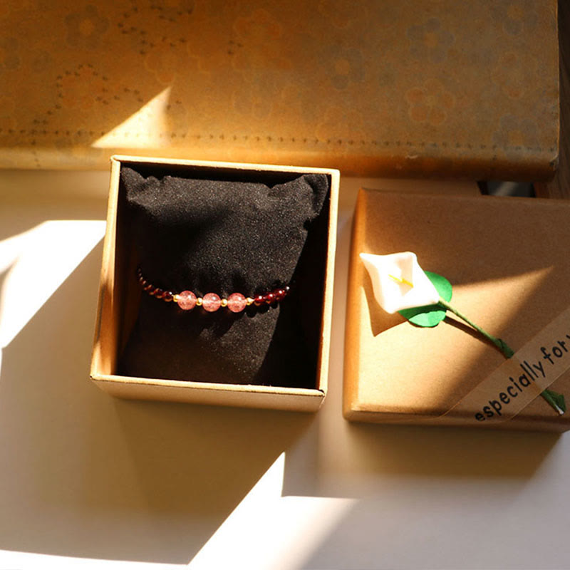 Karma Stone Natural Garnet Strawberry Quartz Calm Bracelet