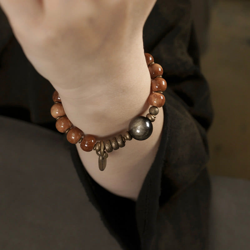 Karma Stone Kuka Seed Tiger Eye Gold Sheen Obsidian Copper Wealth Luck Bracelet