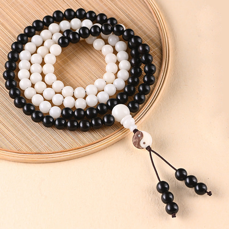Karma Stone Ebony YinYang Protection Necklace Mala