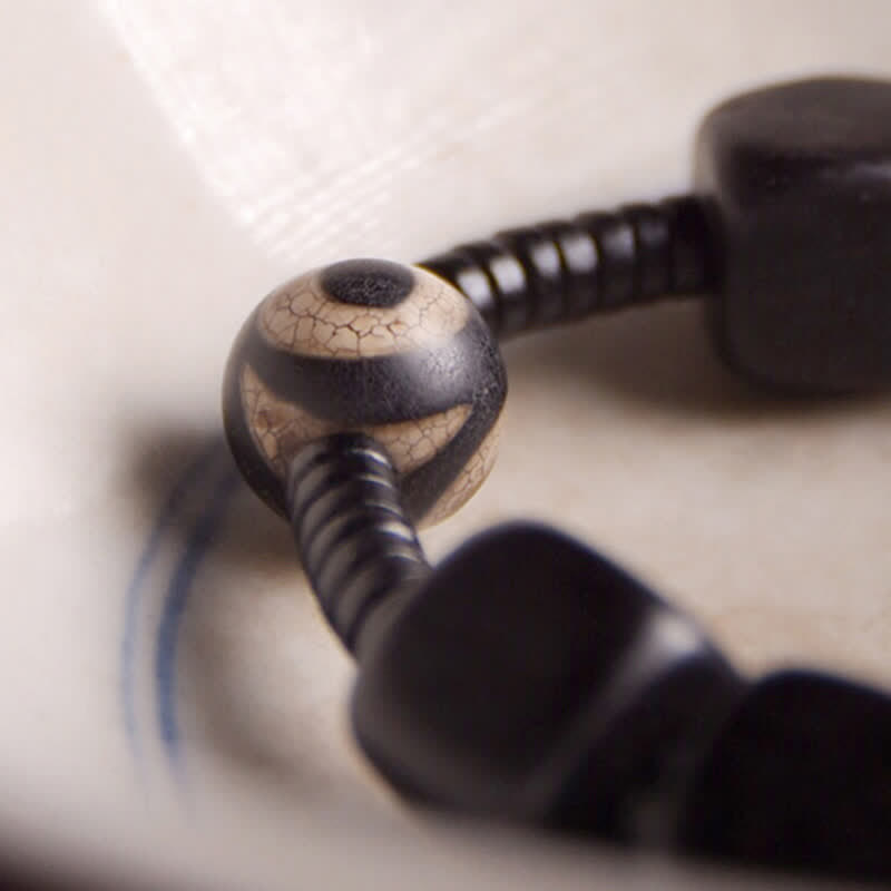 Karma Stone Tibetan Ebony Wood Dzi Bead Strength Bracelet