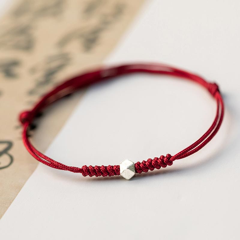 Karma Stone 925 Sterling Silver Luck Bead Protection Red String Braided Bracelet