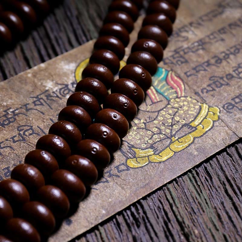 Karma Stone Natural Tibet 108 Mala Beads Purple Bodhi Seed Three-eyed Dzi Bead Copper Dorje Harmony Bracelet