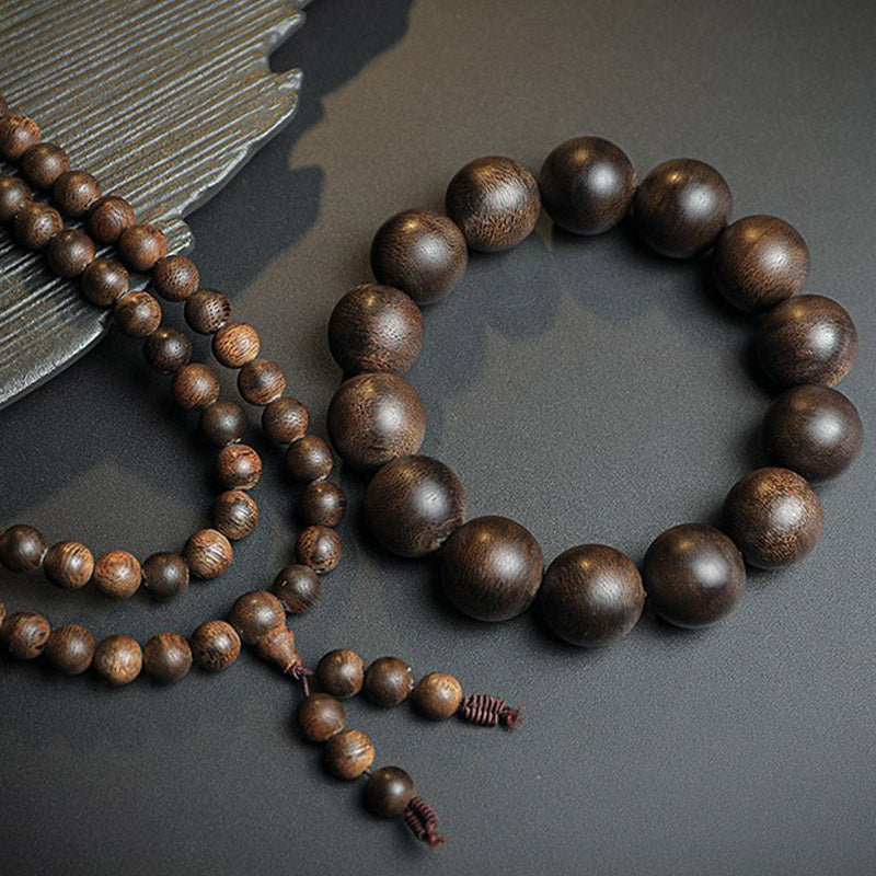 Karma Stone 108 Mala Beads Agarwood Peace Strength Calm Bracelet