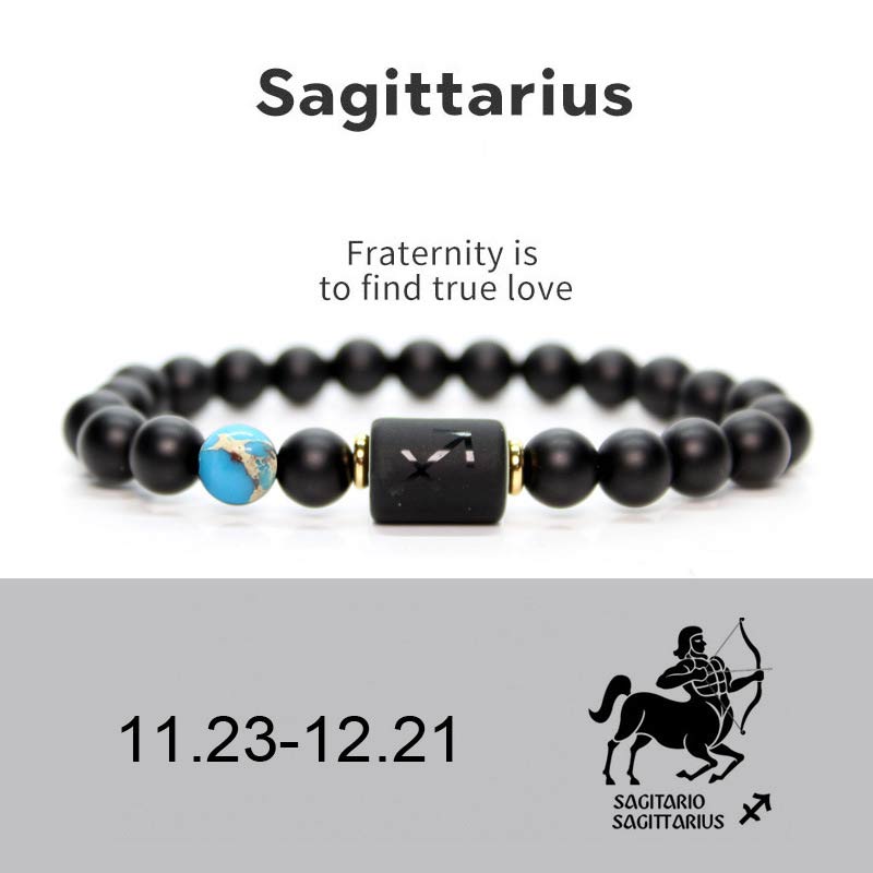 Karma Stone 12  Constellations of the Zodiac Black Onyx Adjustable Bracelet