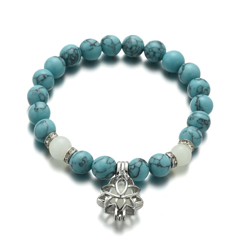 Karma Stone Tibetan Turquoise Glowstone Luminous Bead Lotus Protection Bracelet