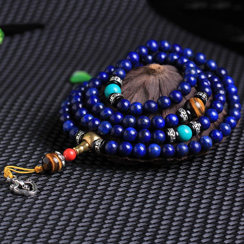Karma Stone 108 Lapis Lazuli Beaded Prayer Bracelet Spiritual Bracelets