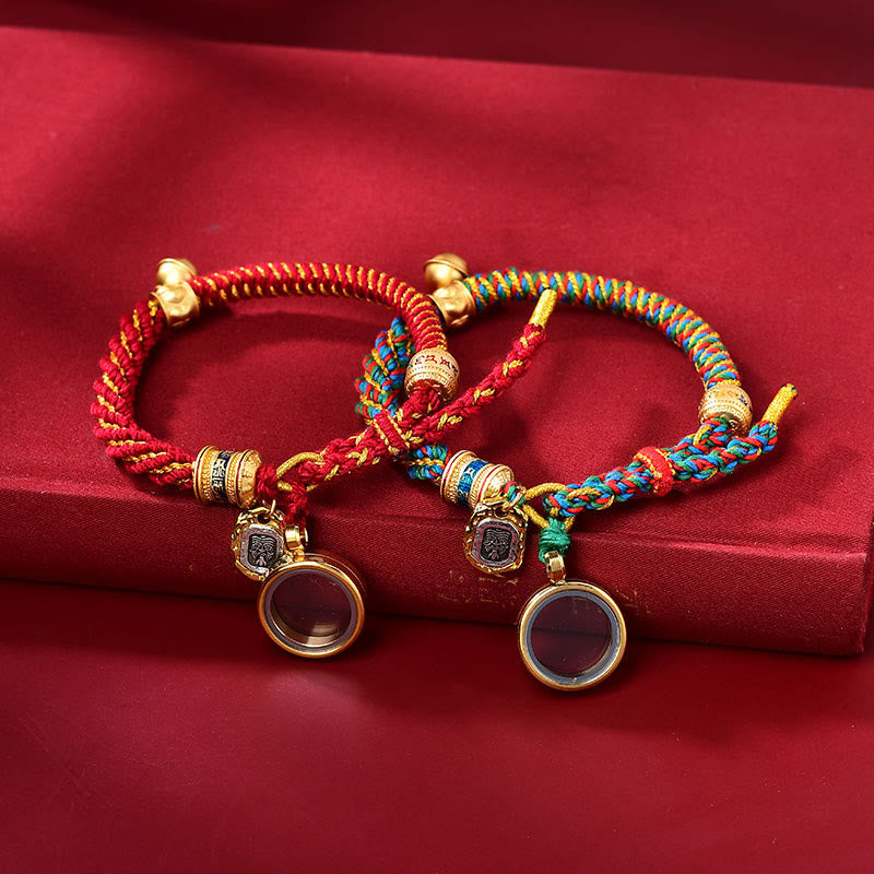Karma Stone Tibetan Om Mani Padme Hum Carved Zakiram Goddess of Wealth Charm Amulet Bracelet