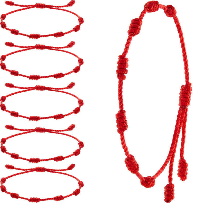Karma Stone 4Pcs Evil Eye Seven Knot Red String Protection Bracelet