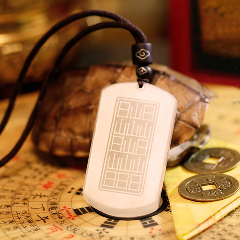 Karma Stone White Jade PiXiu Yin Yang Luck Protection Necklace Pendant