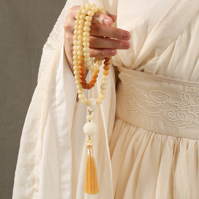 Karma Stone Natural Bodhi Seed Lotus Dzi Bead Peace Harmony Charm Bracelet