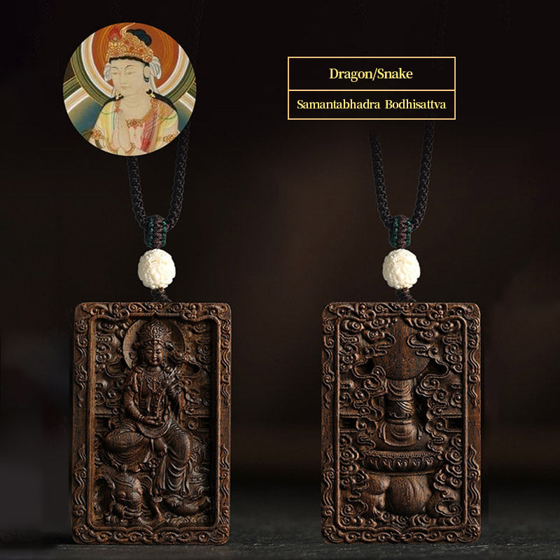 Karma Stone Chinese Zodiac Natal Buddha Brunei Agarwood PiXiu Dragon Peace Necklace Pendant