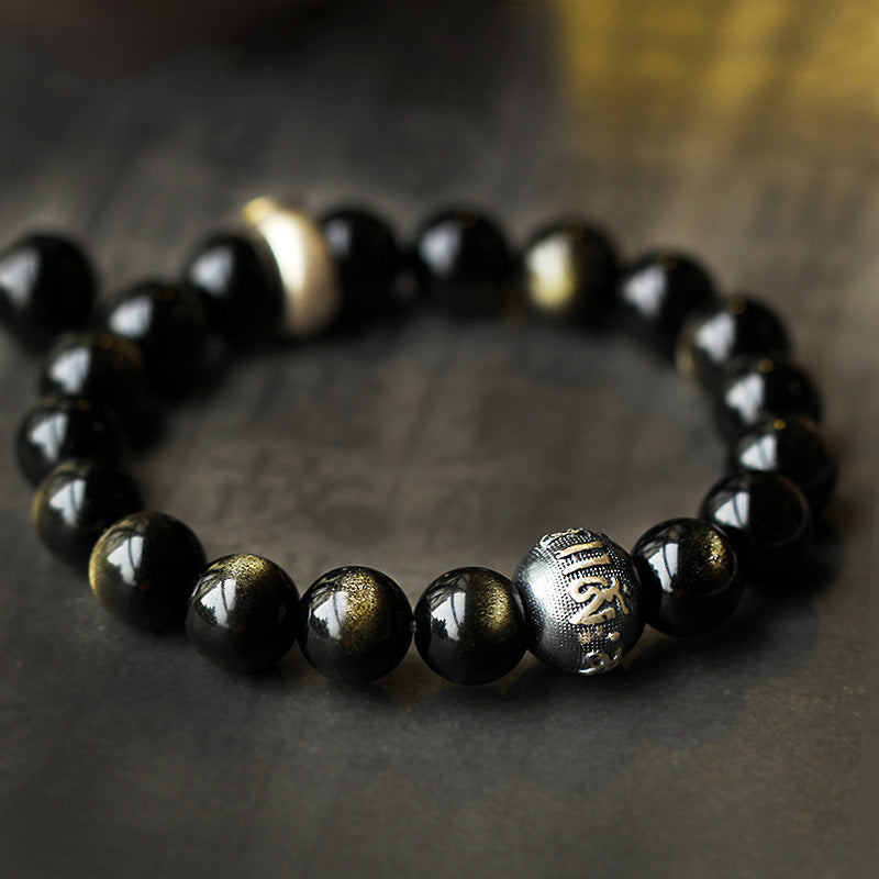Karma Stone Chinese Zodiac Natal Buddha Obsidian Purification Bracelet