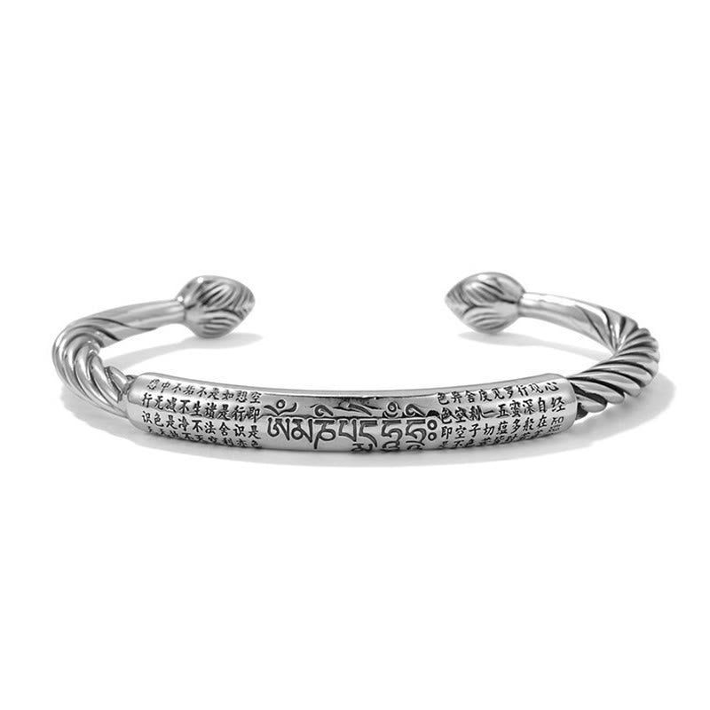 Karma Stone Tibetan Om Mani Padme Hum Heart Sutra Purity Cuff Bracelet