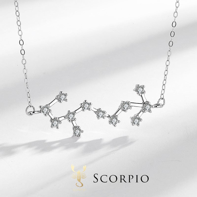 Karma Stone 925 Sterling Silver 12 Constellations of the Zodiac Astrology Blessing Necklace Pendant
