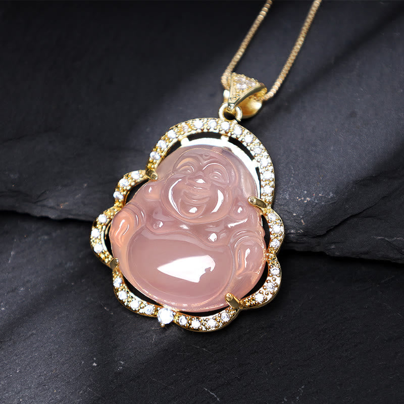 Karma Stone Good Luck Laughing Buddha Necklace