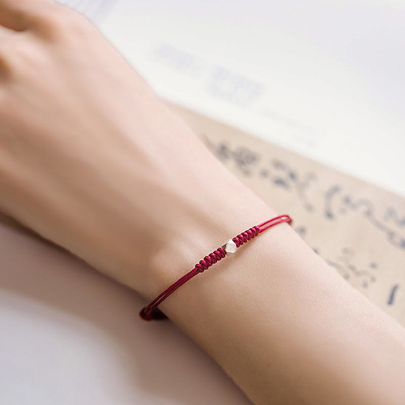 Karma Stone 925 Sterling Silver Luck Bead Protection Red String Braided Bracelet