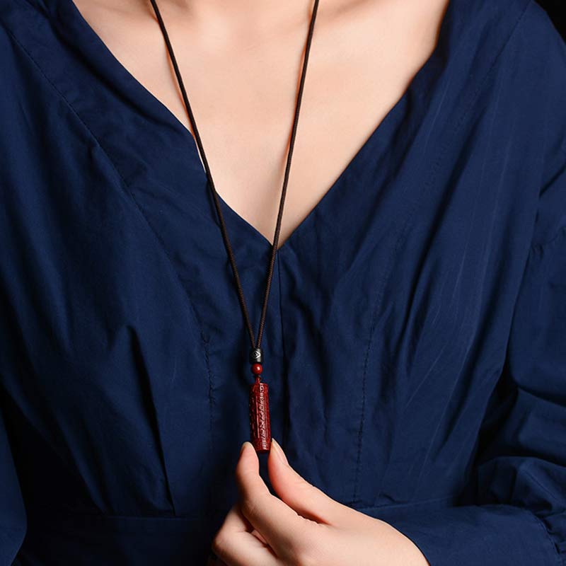 Karma Stone Tibetan Cinnabar Mantra Concentration String Necklace