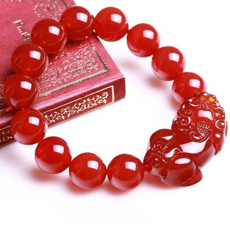 Karma Stone Red Agate Lucky Pixiu Wealth Luck Bracelet