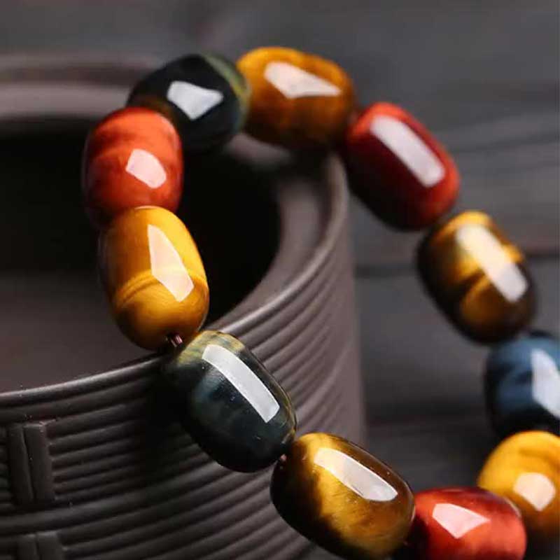 Karma Stone Natural Tiger Eye Healing Protection Bracelet