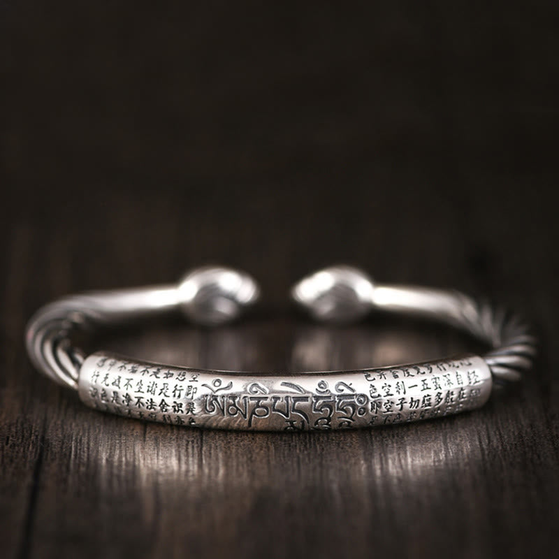 Karma Stone Tibetan Om Mani Padme Hum Heart Sutra Purity Cuff Bracelet