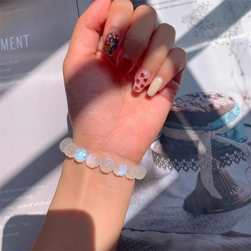 Karma Stone Natural Moonstone Lotus Love Bracelet