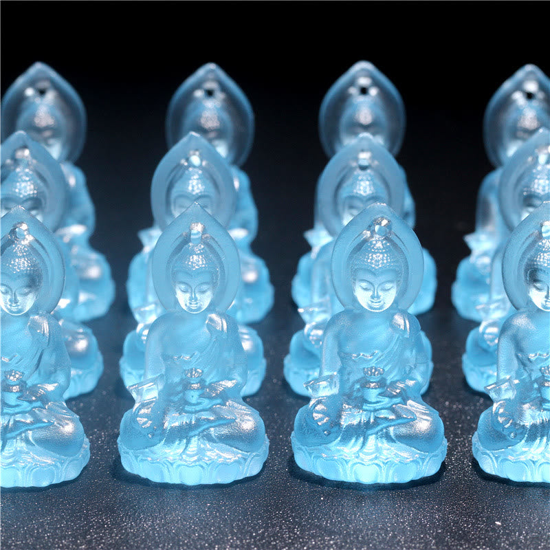 Karma Stone Blue Tathagata Buddha Medicine Buddha Liuli Crystal Serenity Amulet Necklace Pendant