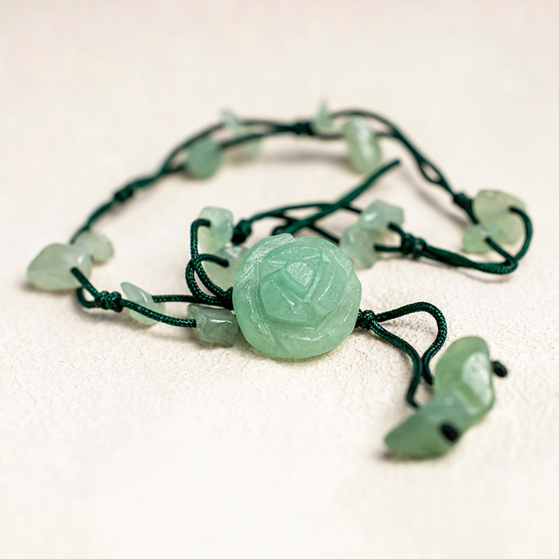 Karma Stone Amethyst Pink Crystal Green Aventurine Rose Inner Peace Healing Anklet