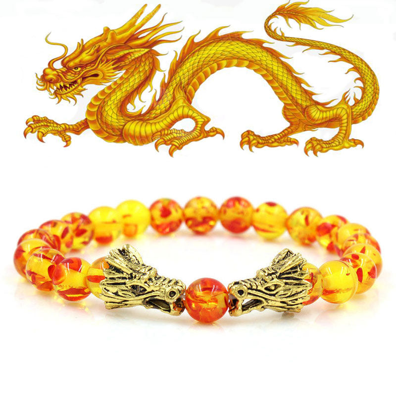 Karma Stone White Turquoise Lava Rock Dragon Blessing Beaded Bracelet