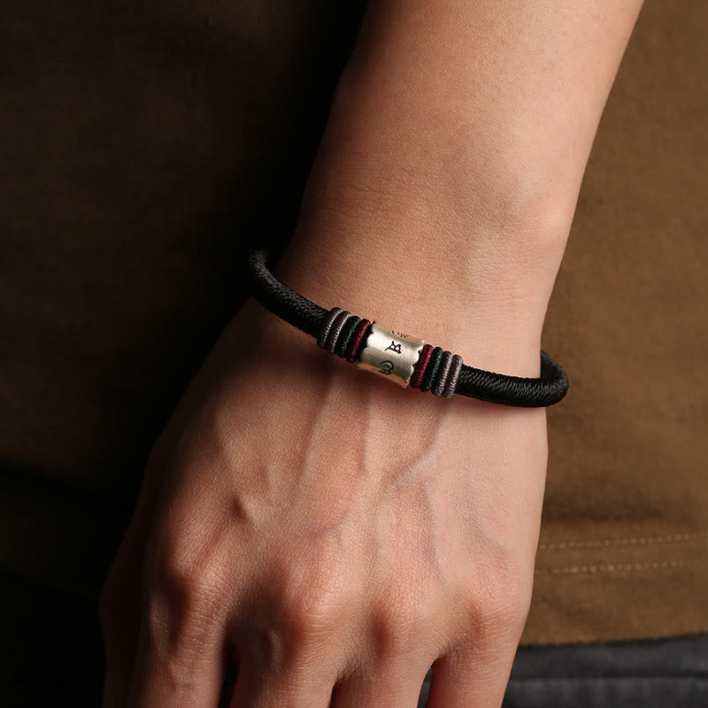 Karma Stone 999 Sterling Silver Om Mani Padme Hum Peace Magnetic Buckle Bracelet
